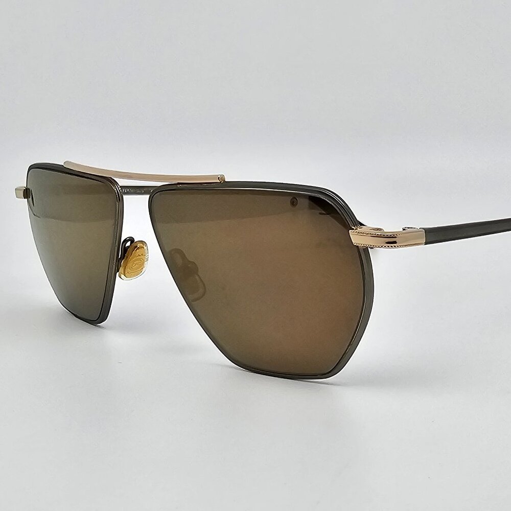 Morgenthal Frederics Star Gold Green Titanium Frame Polarized Gold Sunglasses